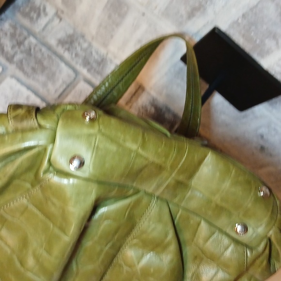 B. Makowsky Olive Green Leather Shoulder Bag – Luxe Distressed Finish | - Picture 7 of 7